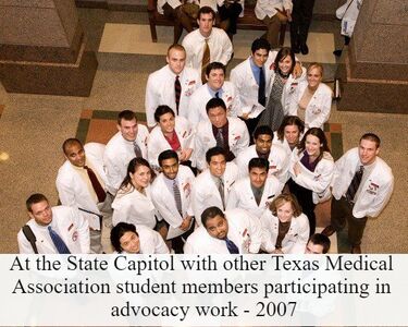 At the State Capitol with Other Texas Medical Association Student Members Participating in Advocacy Work, 2007